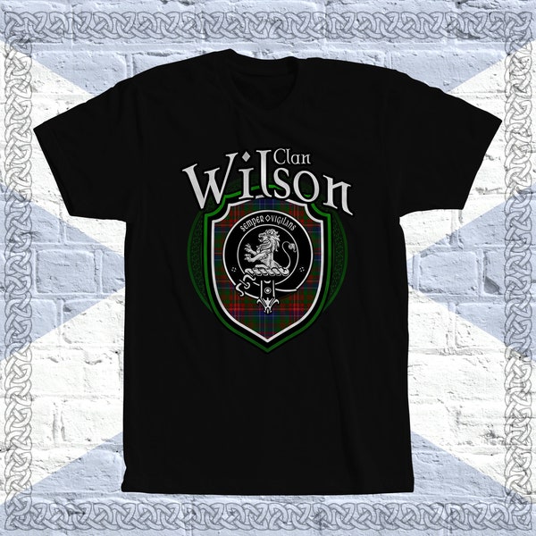 Clan Wilson Tartan T-Shirt, Scottish Wilson Tshirt, Wilson Last Name, Wilson Family Name,Wilson Tartan, Wilson Crest, Wilson Clan Crest