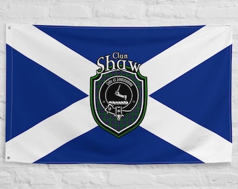 Clan Shaw Schottisches Familienwappen, Schottland Flagge | Schottische Geschenke für die Wohnung | Schottisches Shaw Clan Flag