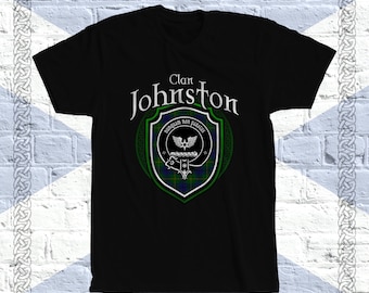 Clan Johnston Tartan T-Shirt, Scottish Johnston Tshirt, Johnston Last Name, Johnston Tartan, Johnston Crest, Johnston Clan Crest Badge