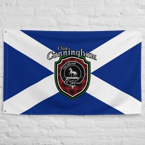 Clan Cunningham Scottish Family Crest, Scotland Flag | Scottish gifts for the home | Scottish Cunningham Clan Flag