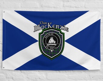 Stemma della famiglia scozzese del clan MacKenzie, bandiera della Scozia / Regali scozzesi per la casa / Bandiera scozzese del clan MacKenzie