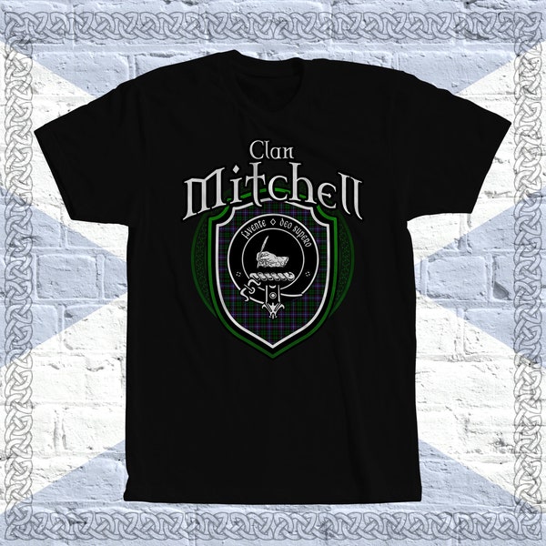 Clan Mitchell Tartan T-Shirt, Scottish Mitchell Tshirt, Mitchell Family Name, Mitchell Tartan, Mitchell Crest, Mitchell Clan Crest Badge