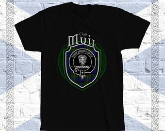 Clan Muir Tartan T-Shirt, Schotse Muir Tshirt, Muir Achternaam, Muir Tartan, Muir Crest, Muir Clan Crest Badge