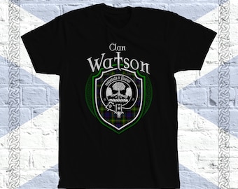 Clan Watson Tartan T-Shirt, Scottish Watson Tshirt, Watson Last Name, Watson Family Name, Watson Tartan, Watson Crest, Watson Clan Badge