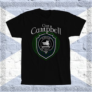 Clan Campbell Tartan T-Shirt, Scottish Campbell Tshirt, Campbell Family Name, Campbell Tartan, Campbell Crest, Campbell Clan Crest Badge