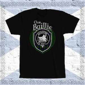 Clan Baillie Tartan T-Shirt, Scottish Baillie Tshirt, Baillie Last Name, Baillie Tartan, Baillie Crest, Baillie Clan Crest Badge
