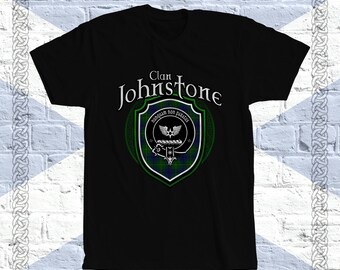 Clan Johnstone Tartan T-Shirt, Scottish Johnstone Tshirt, Johnstone Last Name, Johnstone Tartan, Johnstone Crest, Johnstone Clan Crest Badge