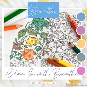 Mini póster para colorear con cita inspiradora de mandala digital, tamaño A4, descarga, imprime en casa, ejercicios de bienestar, frases sobre la respiración, ayuda para la meditación.