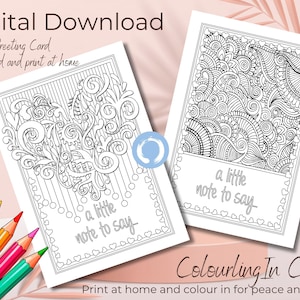 5 "x 7" digitale Malkarten für Achtsamkeit, Angst und Stressabbau, Farbe in Ihren eigenen Karten, PDF-Download und einfach zu Hause ausdrucken