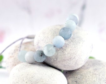 Aquamarine Breathe Bracelet for calming anxiety, relaxing for stress.  Breathe in calm, exhale stress, meditation, 10 Breaths Bracelet