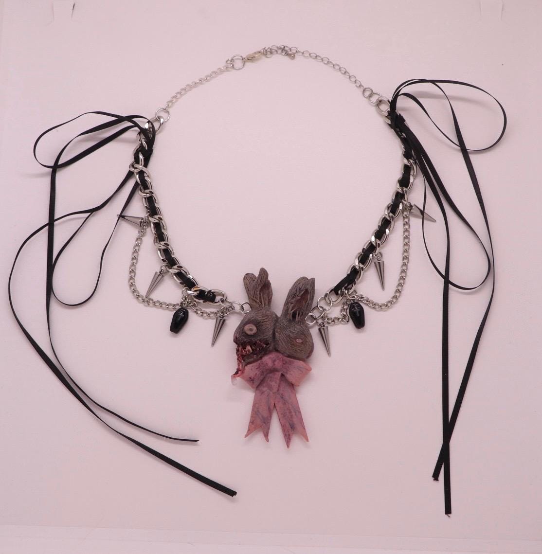 Two Headed Bunny Necklace Hand Sculpted OOAK - Etsy