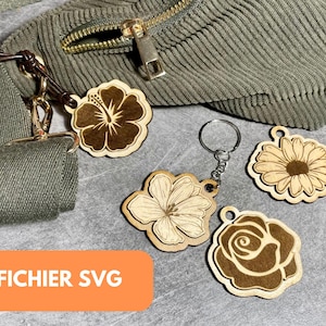 Fichier SVG Porte clés décor floral laser cut