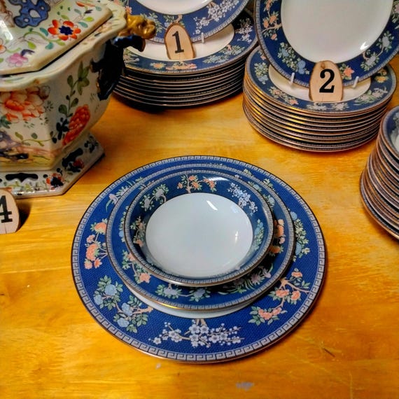 Wedgwood Blue Siam Bone China Tableware, Open Stock Vintage
