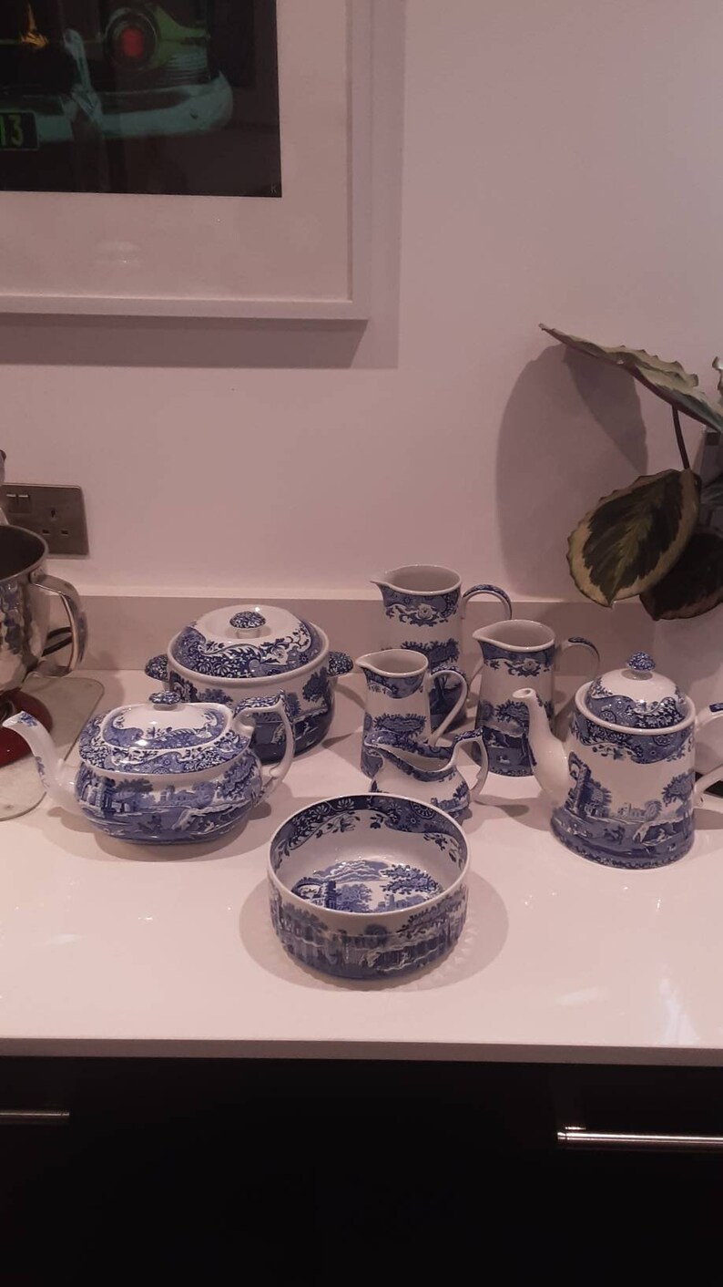 Spode Blue Italian Tableware Items, Vitro Porcelain, Oven to Tableware