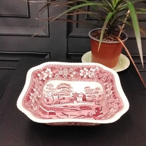 Copeland Spode tower pink square vegetable dish 19th century