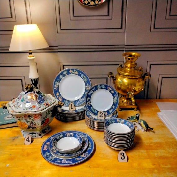 Wedgwood Blue Siam Bone China Tableware, Open Stock Vintage