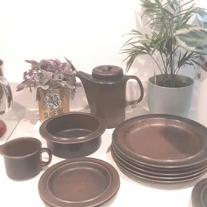 Arabia  Ruska open stock  Ulla Procope 1960s design. Mid century modern industrial design. Fantastic. Teaware added. Hard to find