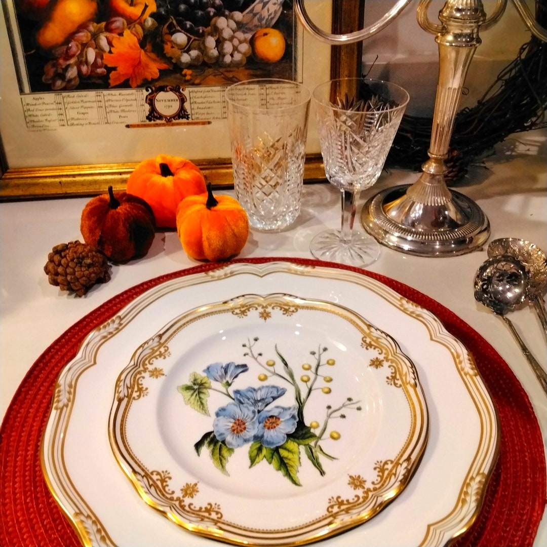 A Group Of Spode Porcelain Plates In The Stafford Flowers Pattern Auction