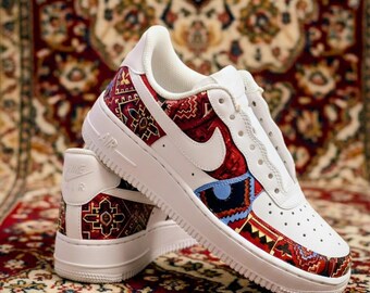 Armenian Carpet Inspired Custom Handpainted White Air Force 1 Shoes