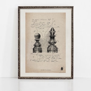 Pawn & Bishop | Chess Print | Chess Patent Prints | Chess Wall Art | Chess Gift | Wall Art | Antique Aesthetic | Original Art | ART PRINTS