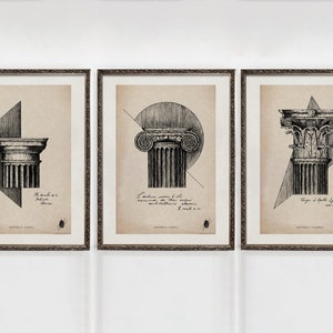 Classical Order | Architecture Print Set Of 3 | Ancient Architecture Drawings | Elegant Architecture Chapitel  | Original Art | ART PRINTS