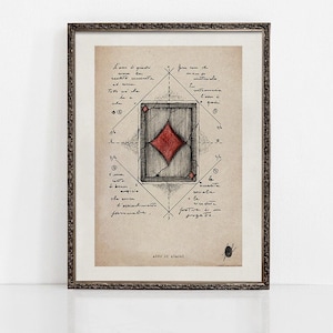 Asso di quadri / Arte da parete di carte da gioco retrò / Stampa di carte da gioco / Stampa di asso / Arte della sala giochi / Estetica / Arte originale / STAMPE D'ARTE