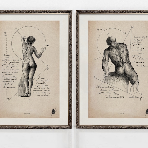 Vintage Figure Sketch Set | Figure Study Sketch Art Prints | Antique Wall Decor | Wall Art | Original Art | ART PRINTS | Dormus A Tergum