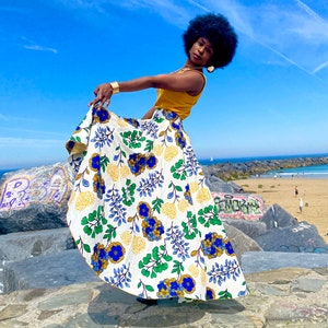 Maxi asymmetrical colored wax skirt
