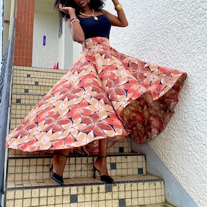 Maxi asymmetrical colored wax skirt