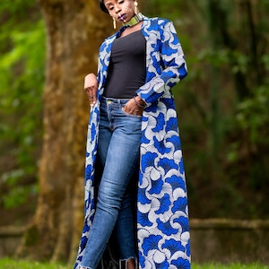 Veste longue wax femme sale