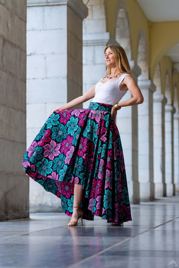 Asymmetrical Pleated Maxi Skirt - Etsy