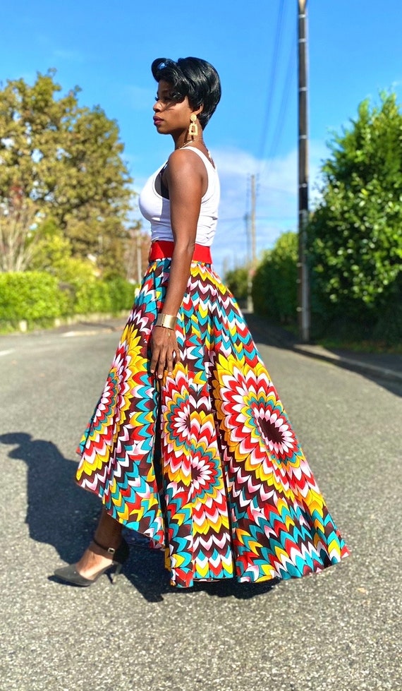 Colorful Asymmetric Maxi Skirt in Wax Etsy Denmark