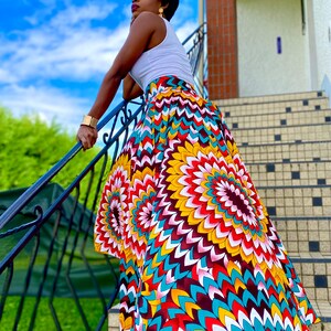 Colorful asymmetric maxi skirt in wax image 10
