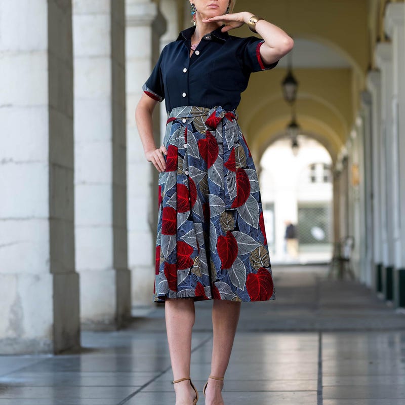 Robe wax femme longue évasée à bretelles (Taille XXL)