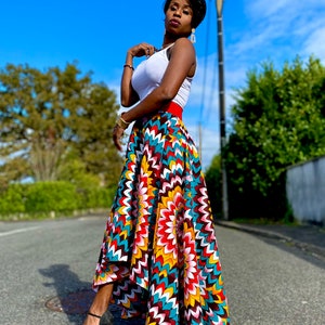 Colorful asymmetric maxi skirt in wax image 3