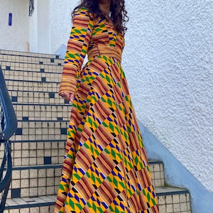Kente wax fabric wrap dress