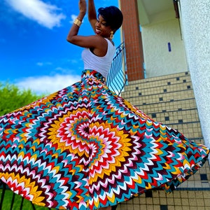 Colorful asymmetric maxi skirt in wax image 7