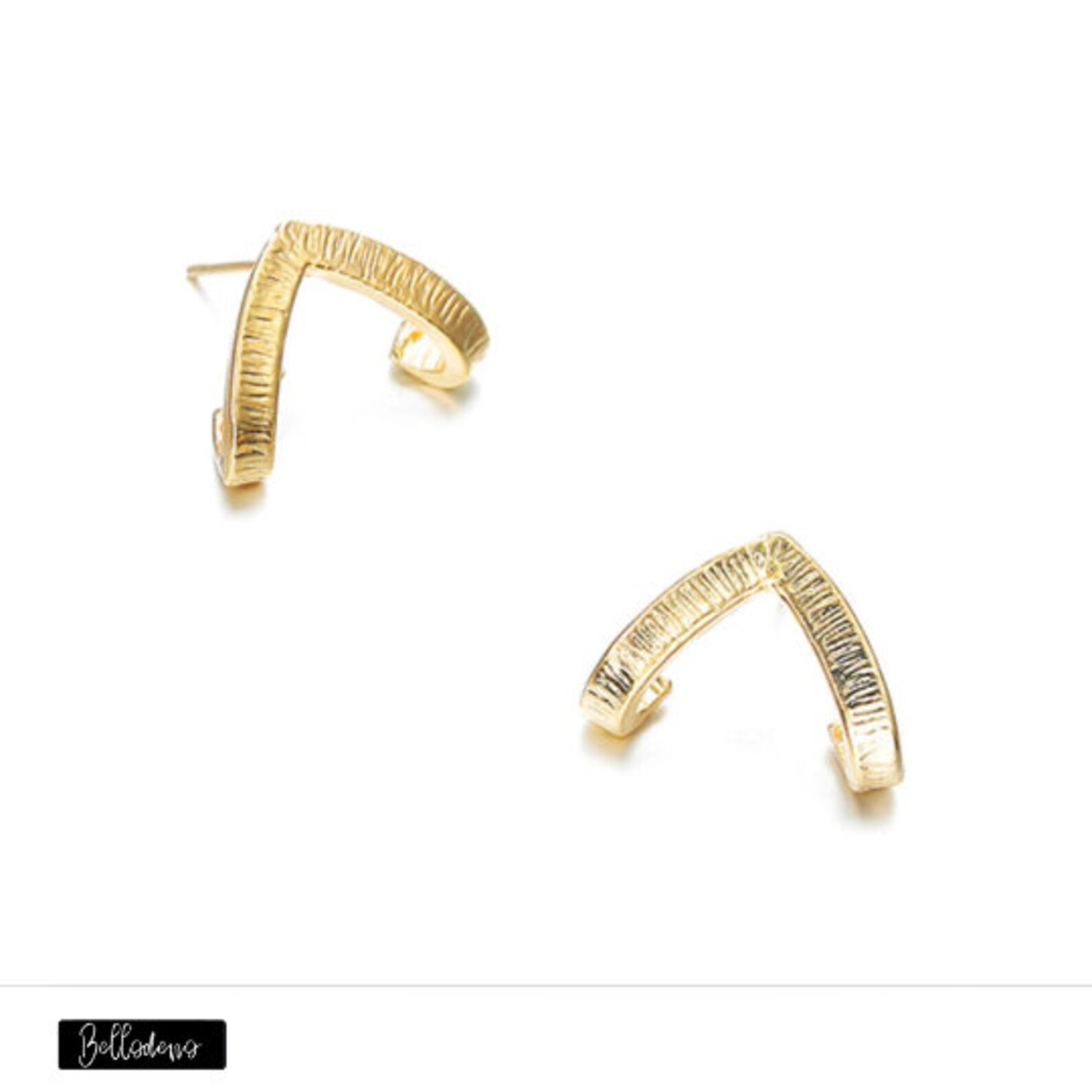 V-Shaped Pocket Studs Hook Earrings Triangle Gold Geometric  Etsy