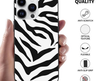 HC_K4 Apple 14 PC Phone Case (3 cameras),black and white tiger decoration