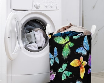 Laundry basket with colorful butterflies