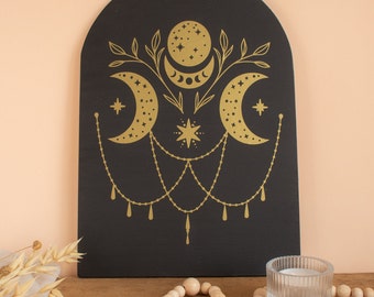 Moon Phases Wall Art, Spiritual Wall Art, Moon Wall Hanging, Yoga Wall Art, Mystic Art, Astronomy Gifts, Witchy Room Decor, Astronomy Art