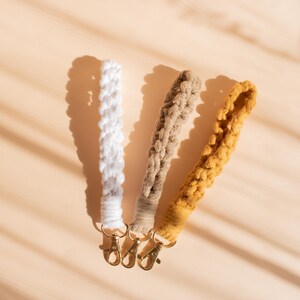 Pulsera de macramé, llavero de pulsera de macramé, llavero, correa de billetera, correa de bolso, correa de embrague, correa de muñeca, correa de cámara, llavero, grande