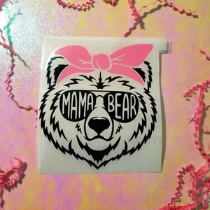 Mama Bear Car Decal | Cute Car Decal | Car Sticker | Mama Bear with Bandana | Trendy Car Decal | Car Accessory | Cute Mom Decal | Bear Decal