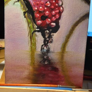 Mariquita pinturas al óleo hechas a mano lienzo sobre cartón decoración original regalo felicitaciones para una niña mujer un hombre miniatura 13 × 18cm