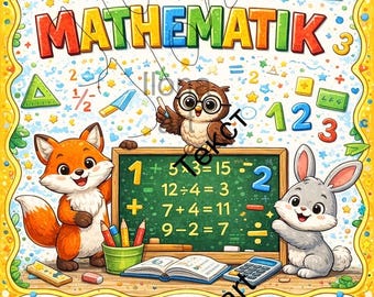 Fröhliches Mathematik-Titelblatt für Schüler der 5.–7. Clase. PDF zum Ausdrucken, rebelión, kindgerecht und lehrreich.