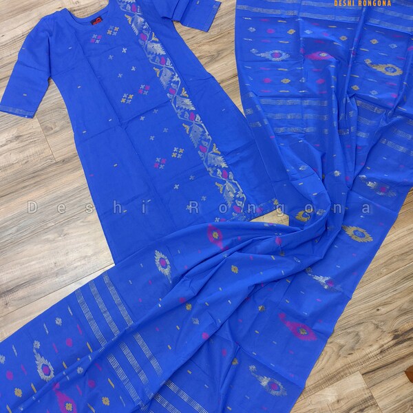 Royal Blue Dhaka Pasni Set