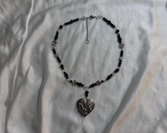 Gothic Stainless Steel Necklace – gothic heart locket bat pendant alternative whimsigoth jewelry dark academia necklace witch nosferatu gift