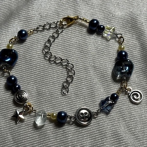 Whimsical Coraline Inspired Bracelet - button bracelet celestial star bracelet swirl pendant blue beaded bracelet whimsygoth alternative Bild 4