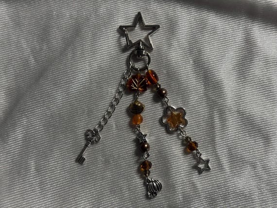 Autumn Keychain - pumpkin keychain fall aesthetic bag charm cottagecore keychain whimsy goth accessory orange keychain halloween jewelry