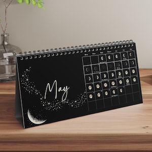 Moon Calendar 2024 |Desk Decor | Moon Phases | Office Calendar | Lunar Calendar 2024 | Desk Calendar 2024